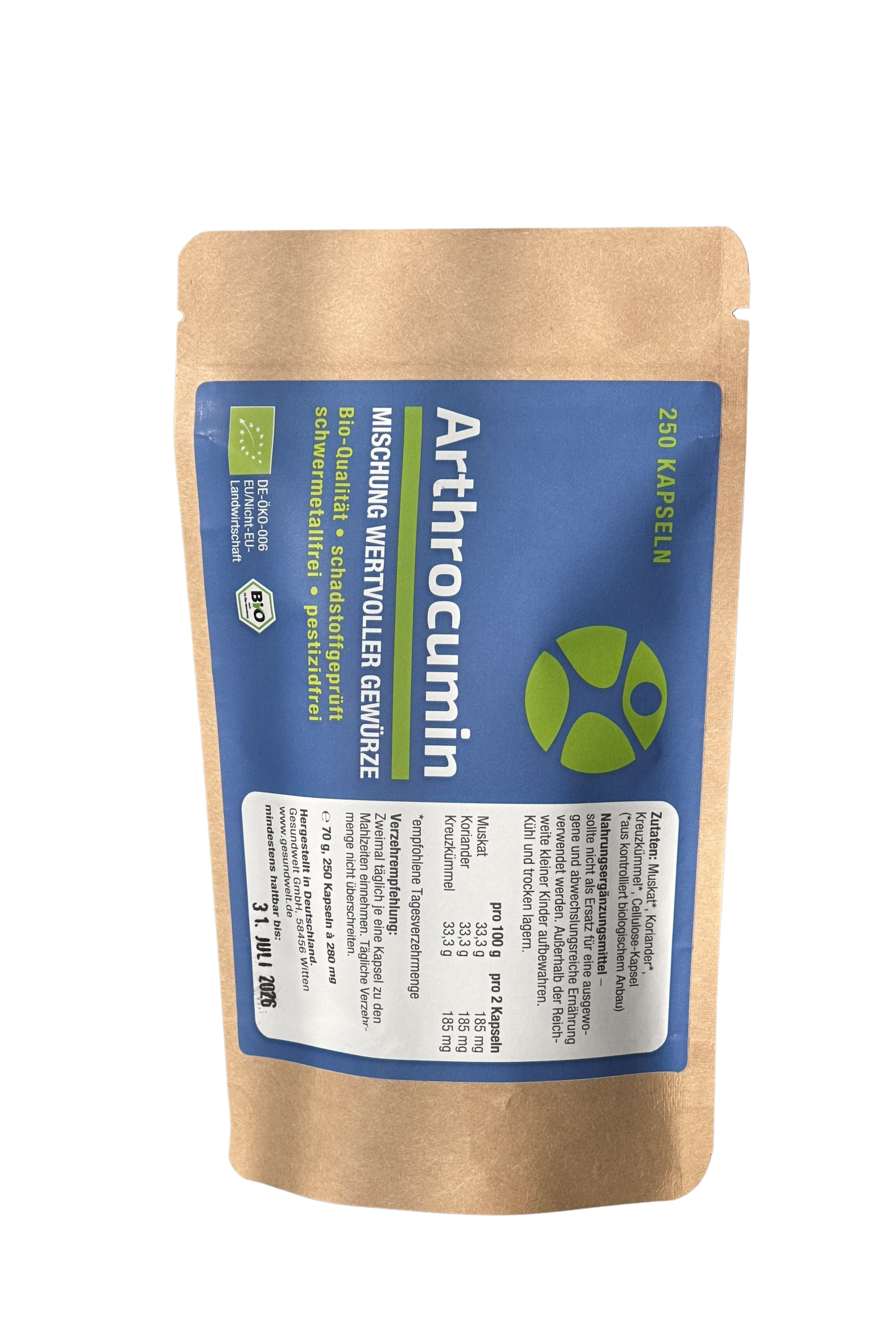 Arthrocumin Nachfüllpackung (250 Kapseln)